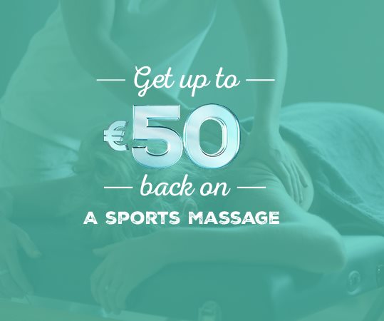 Up to €50 back on a sports massage.